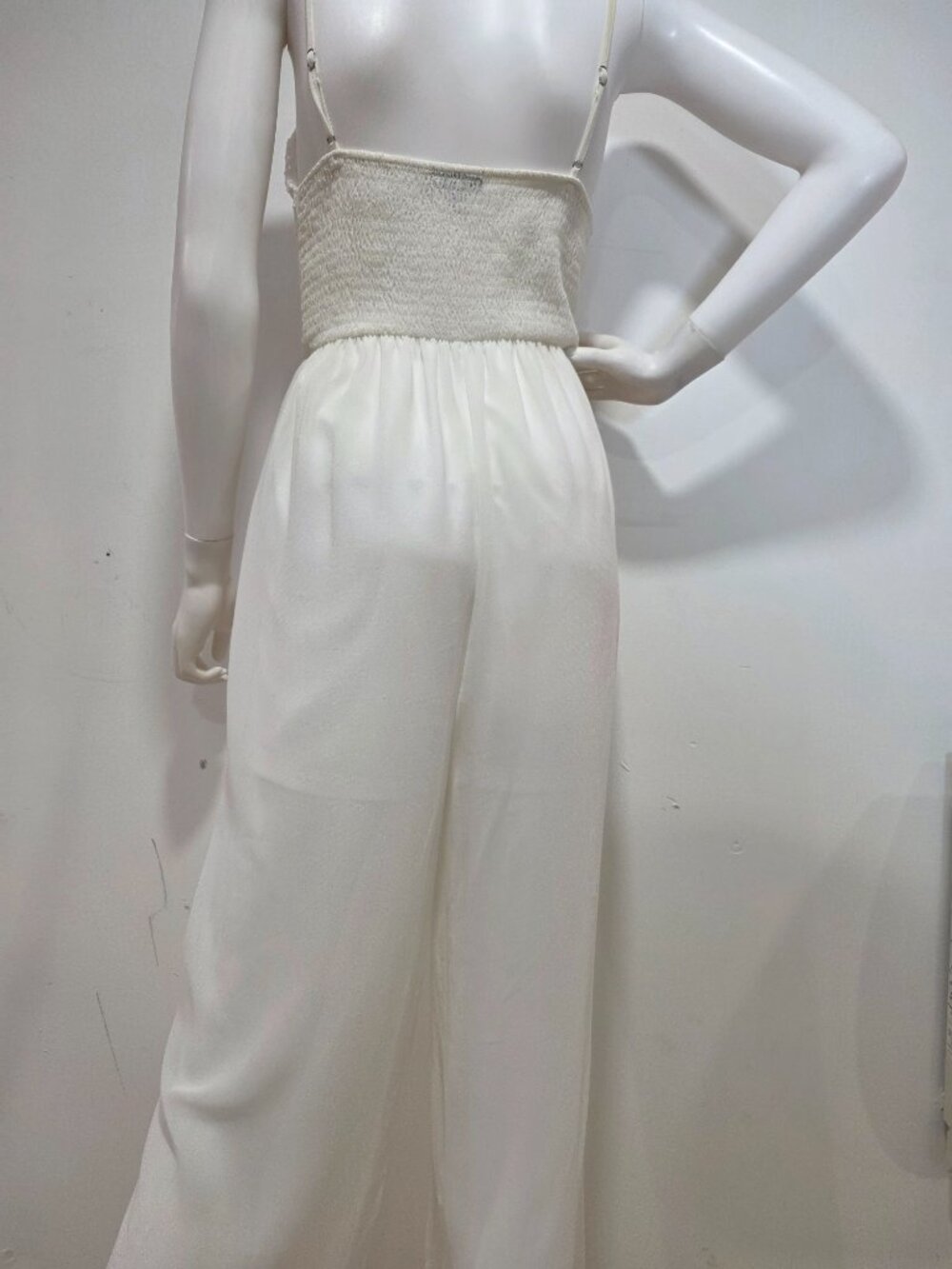 White Lace Flowing Wide Leg Jumpsuit - Picture 4 of 8